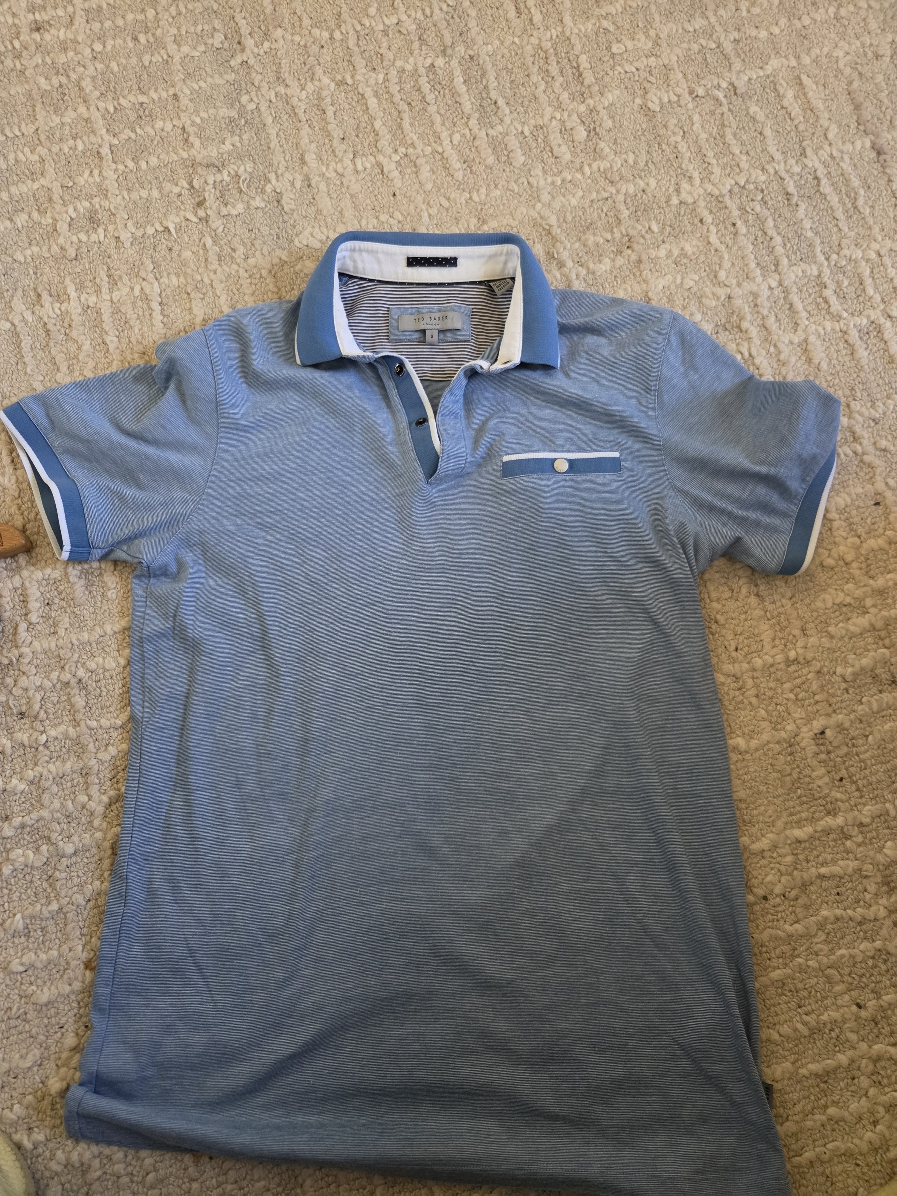 Ted Baker Light Blue Polo Shirt With Contrast Trim M 2